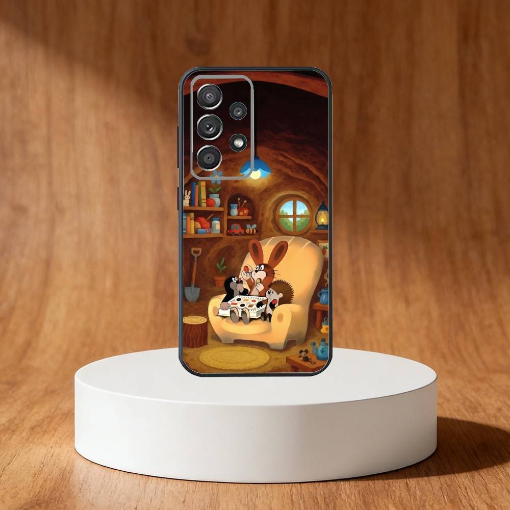 Cartoon cute Little M-Mole Phone Case For Samsung S25,S24,S21,S22,S23,S30,Ultra,S20,Plus,Fe,Note,10,9,5G Black Cover