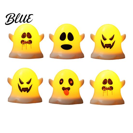 Funny Ghost Desk Ornament 6 Pcs Decorative Light LED Color Changing Warm Flameless Battery-Operated Cute Night Light Mini Spirit Lamps Spooky