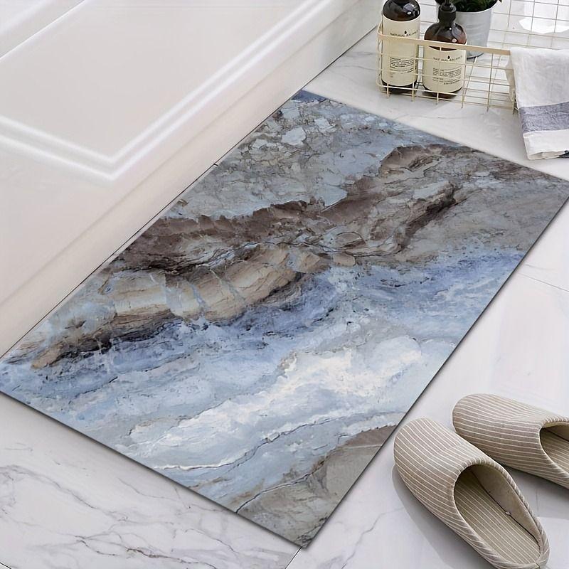Marble Texture Bath Mat Non-slip Super Absorbent Toilet Bathroom Floor Rug Living Room Porch Entrance Carpet Home Bedroom Decor