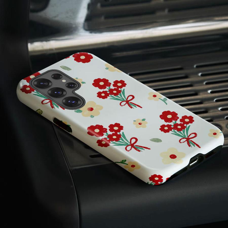 Phone Case for Samsung Galaxy S25 A56 S23Ultra S24 Ultra S23 A36 A26 S25Ultra S20 FE A16 Soft Cover Capa Beautiful Red Flower
