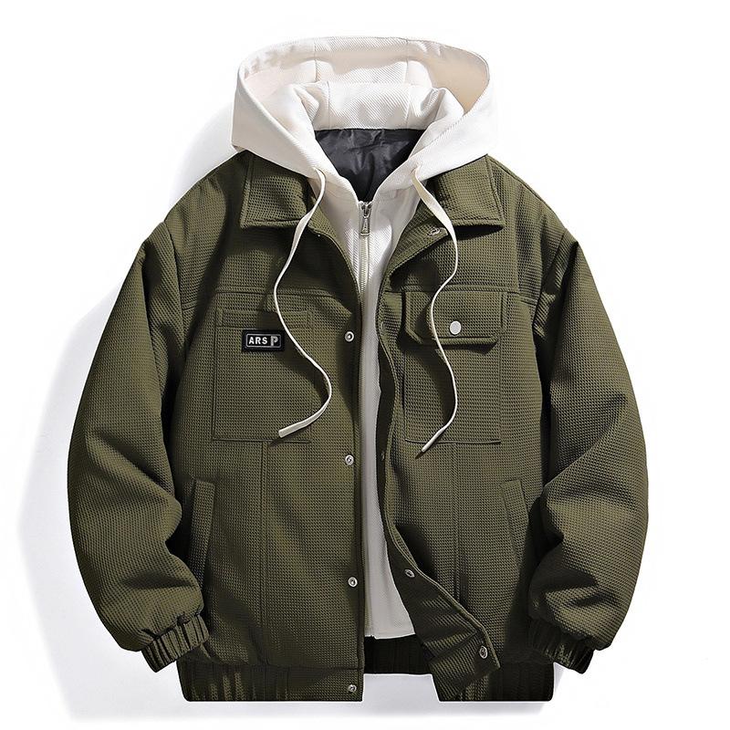 Winter New Retro Fake Two-piece 50 White Duck Down Waffle Down Jacket Men s Thickened Trendy Brand Jacket Warm Top M