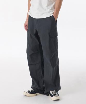 Back Satin Parachute Cargo Pants [Dark Gray]