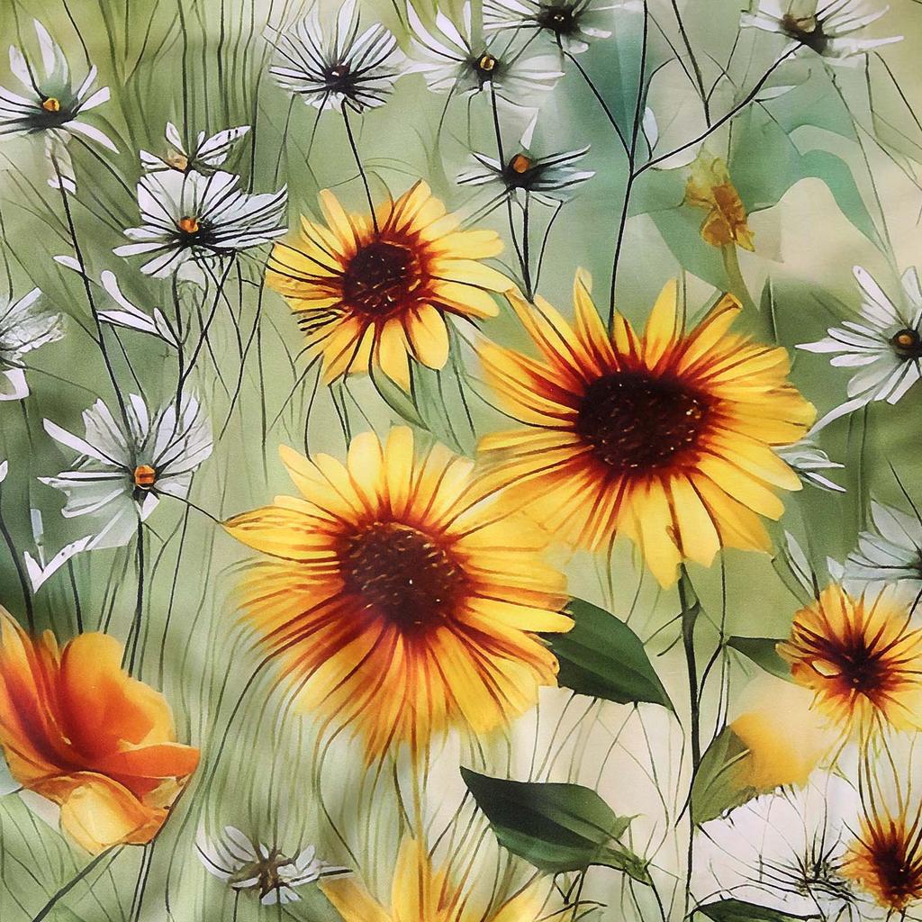 Bedding Set 180x200 SATIN COTTON Digital Print Flowers Sunflowers