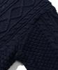 TRILLION Washable Aran Cable Hooded Zip-Up Knit (Current Navy)