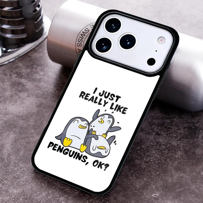Ich mag einfach wirklich Pinguine OK Handyhülle für iPhone 17 16 15 Pro Max Air 14 13 12 11 Plus Stoßfeste Hülle