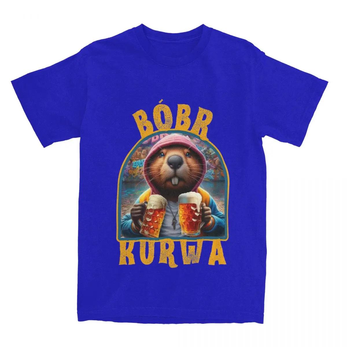 The best product for you Heren Dames Beaver Bobr Kurwa Bier Drinken Shirt Kleding Grappige Bober Bobrze Meme Katoenen T-shirt Kleding Vintage T-shirts Bedrukt M blauw