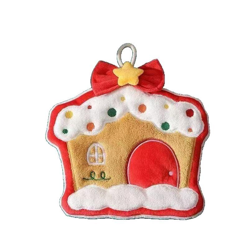 Christmas Coral Velvet Cleaning Towel Snowman Bathroom Hanging Hand Towel Absorbent Soft Dishcloth Kitchen Cleaning Cloth Rag