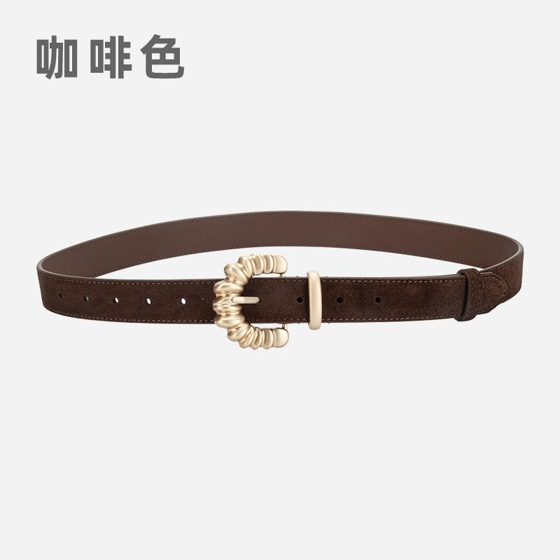 Frosted Velvet Leather Women'S Belt With Jeans Dress Decorative Pin Buckle Belt Women'S