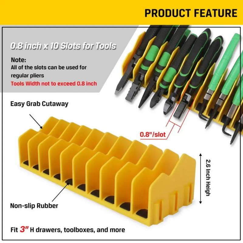 Practical Plier Organizer Rack Holds Up To Ten Pliers Drawer Toolbox Sturdy Pliers Tool Organizer Storage Rack Space-Saving