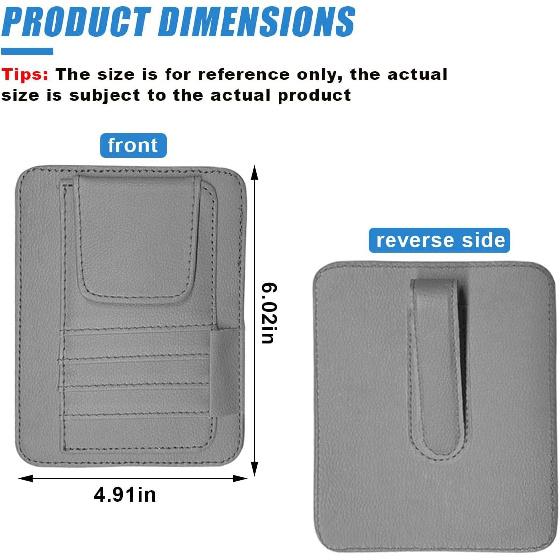 Small Leather Car Sun Visor Organizer - Multifunctional Car Interior Sunglass Holder Auto Visor Document Holder - Auto Card Sleeve Pocket Pouch