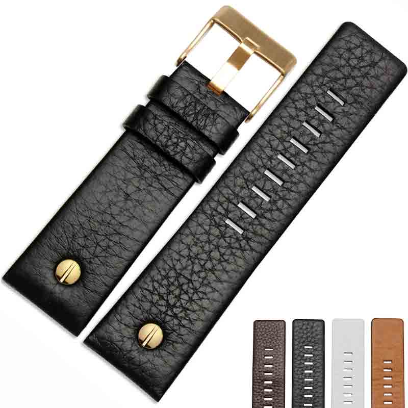 New Fashion Cowhide Watchband with Rivet Watch Strap Belt Bracelet for Diesel DZ7313 DZ7333 7322 7257 4318 7348 7334 Replacement