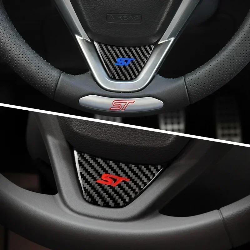 Carbon Fiber Steering Wheel Sticker Emblem For Ford New Fiesta MK7 2009-2017 Ecosport 2012-2017 ST Logo Car Decals Accessories