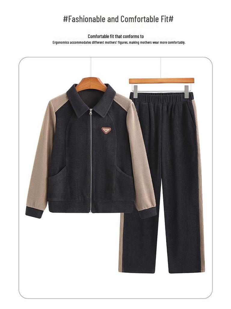 Spring New Loose Casual Two-Piece Sportswear Set for Middle-Aged and Elderly Women