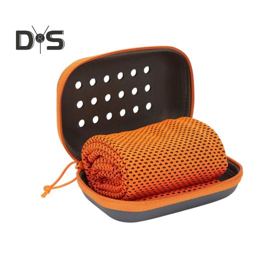 Cooling Towel with Storage Box Quick Dry Mesh Cool Towel Portable Gym Sweat Towel for Extreme Heat Yoga Running Hiking Fitness
