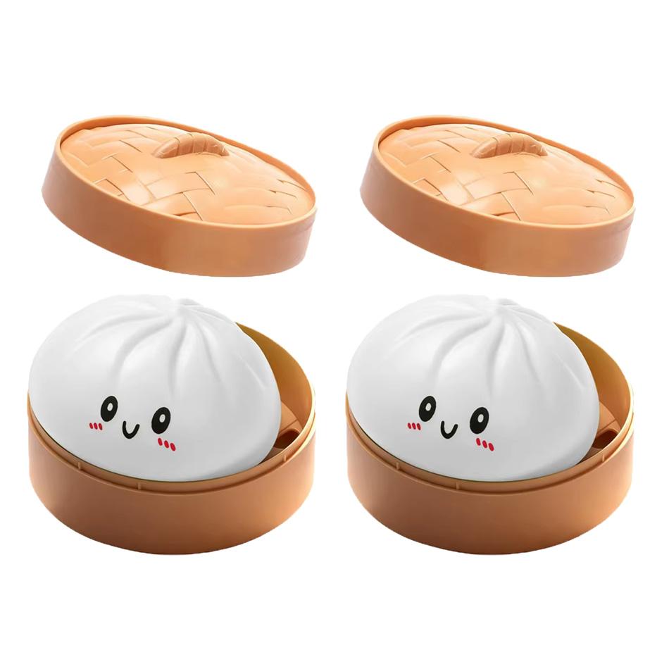 Colorful Dumpling Stress Balls Fidget Sensory Toys Simulation Food Squishies with Steamer Squeeze Dough for Anxiety Relief Gifts