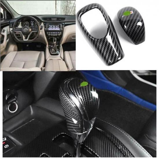 For Nissan Rogue 2017-2020 Carbon Fiber Central Console Gear Shift Knob Trim