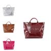 Simple Chic Ladies Tote Bag With Solid Color Letter Printed Crocodile Texture For Casual Outings