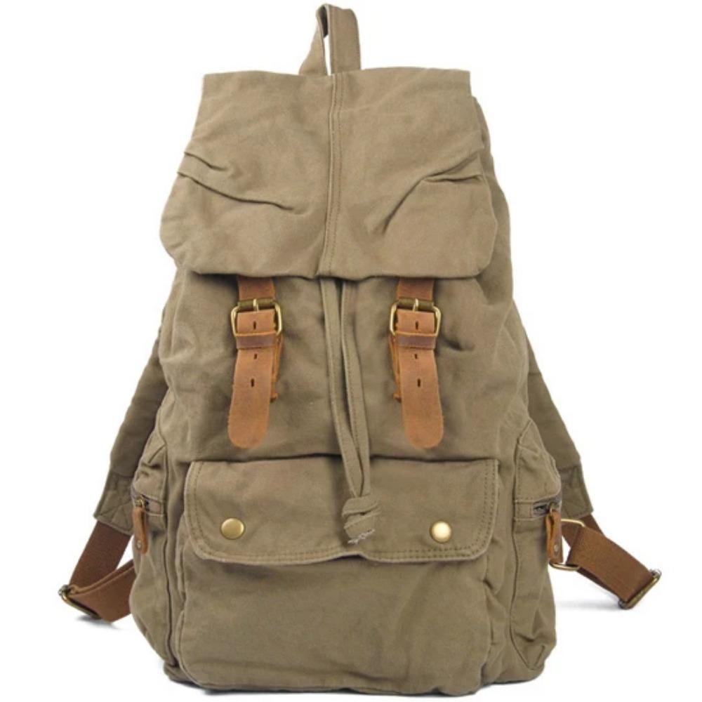 Mode Vintage Ādas militārs Audekla mugursoma