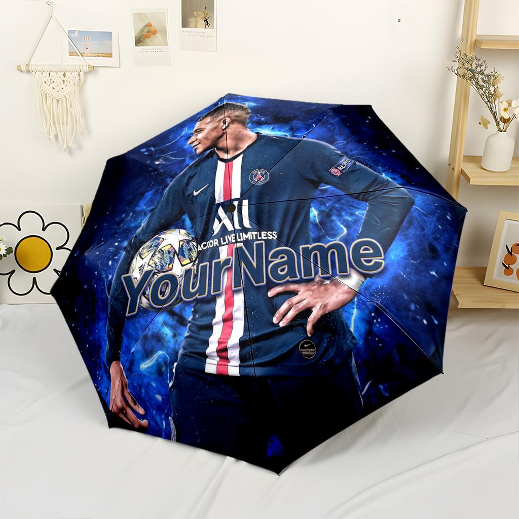 Mbappe Personalized Name Umbrella Compact Travel Automatic Umbrella Folding Umbrella with 8 Ribs Compact Design All-Season Travel Fashionable