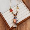 Vintage Ceramic Fish Necklace Tassel Bohemian Style Choker Antique Ethnic Style Necklace  Party