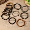 TEMU new 10-piece set of coconut shell wood beads beaded elastic line men's bracelet bracelet bracelet