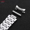 18/20/22/24mm Stainless Steel Watch Band Curved / Flat End Metal Bracelet Silver Gold Black Folding Buckle Universal Watch Strap