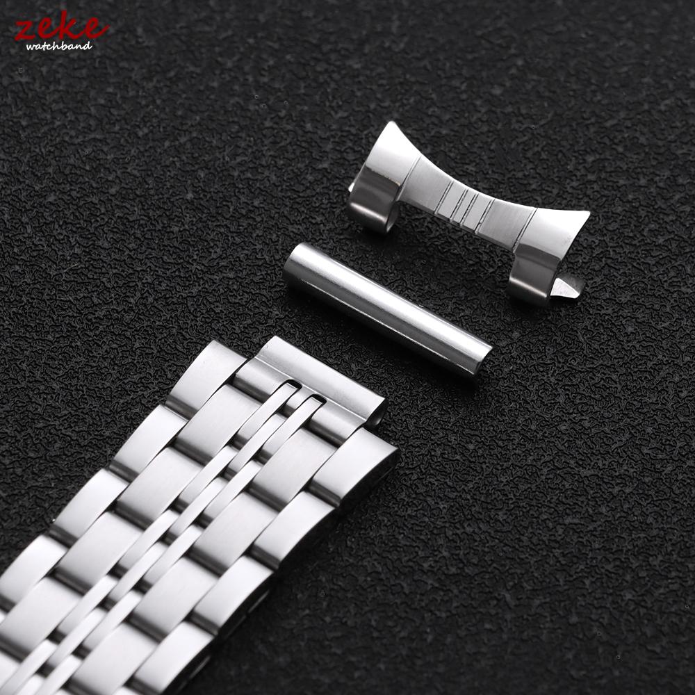 18/20/22/24mm Stainless Steel Watch Band Curved / Flat End Metal Bracelet Silver Gold Black Folding Buckle Universal Watch Strap