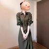 Green Polo Shirt Dress Children's New Early Autumn Generous and Decent, Beautiful and Beautiful Long Dress
