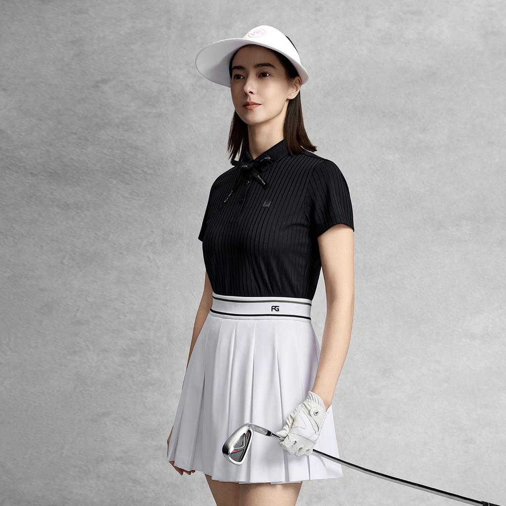 FILA Golf Series Simple Classic Versatile Comfortable Bow Tie Decor Short Sleeve Polo Shirt Women tops Legendary-Blue A11W625103FNV