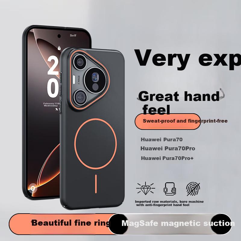 Phone Case for Huawei Pura70Pro And Pura70Pro+, Full Protection Shockproof Magnetic Ultra-Thin Frosted Anti-Fingerprint Simple Elegant, Graphite Black