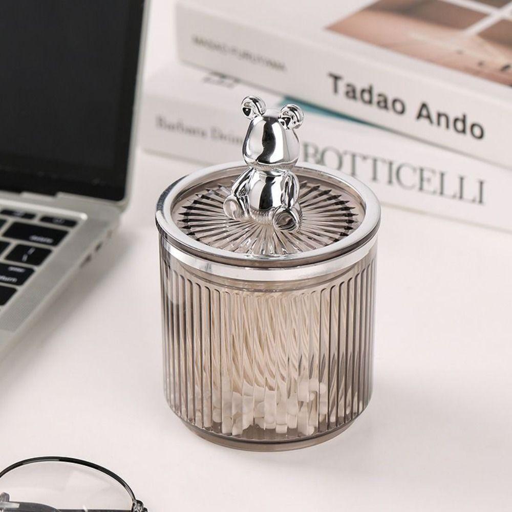 Organizer Cute Bear Cotton Balls Dispenser Box Toothpick Container Q-tip Holder Swab Canisters