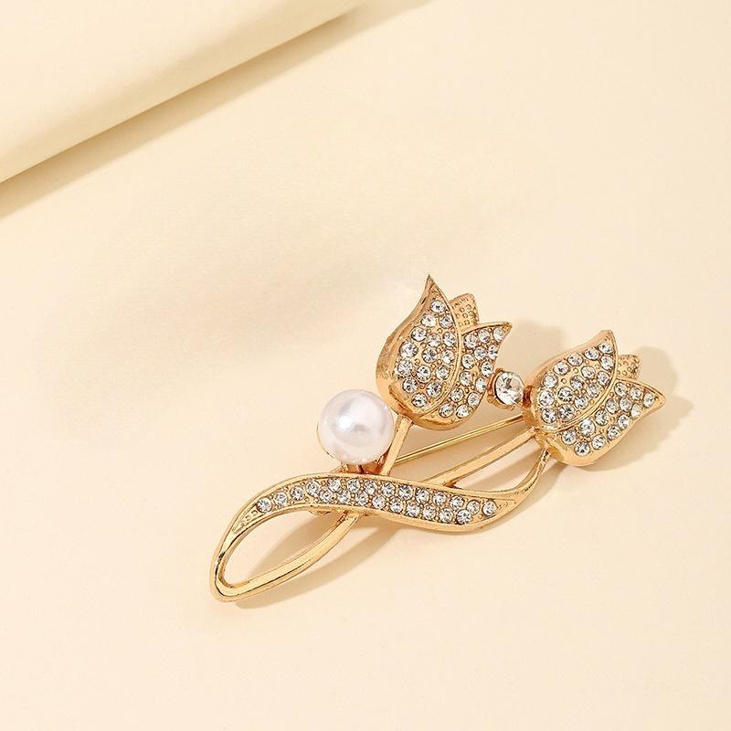 

1 Pcs New Summer Fashion Design Lady Brooch Exquisite Tulip Flower Women s Brooch High-end Corsage Luxury Cardigan Accessories золотий