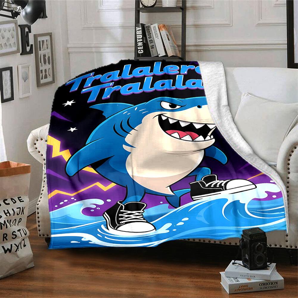 1 Stück Hai-Sneaker Wurfdecke Weiches Flanell, Gemütlich für Alle Jahreszeiten Polyester Perfekt für Zuhause, Büro