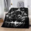 Vintage "I Love Music" Print Flannel Blanket, Retro Headphone & Heart Throw Blanket