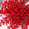 Wholesale Artificial Christmas Red Berries Branches 30heads Plastic Fake Berry Holly Branch Plants Flowers Party Home Decoration