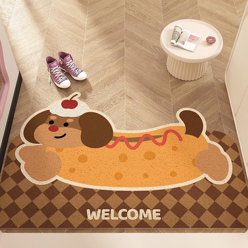 Seidenschlaufe Anti-Rutsch Hundetür-Matte: Süßer, schmutzabweisender, zuschneidbarer Fußteppich für Eingangsbereiche