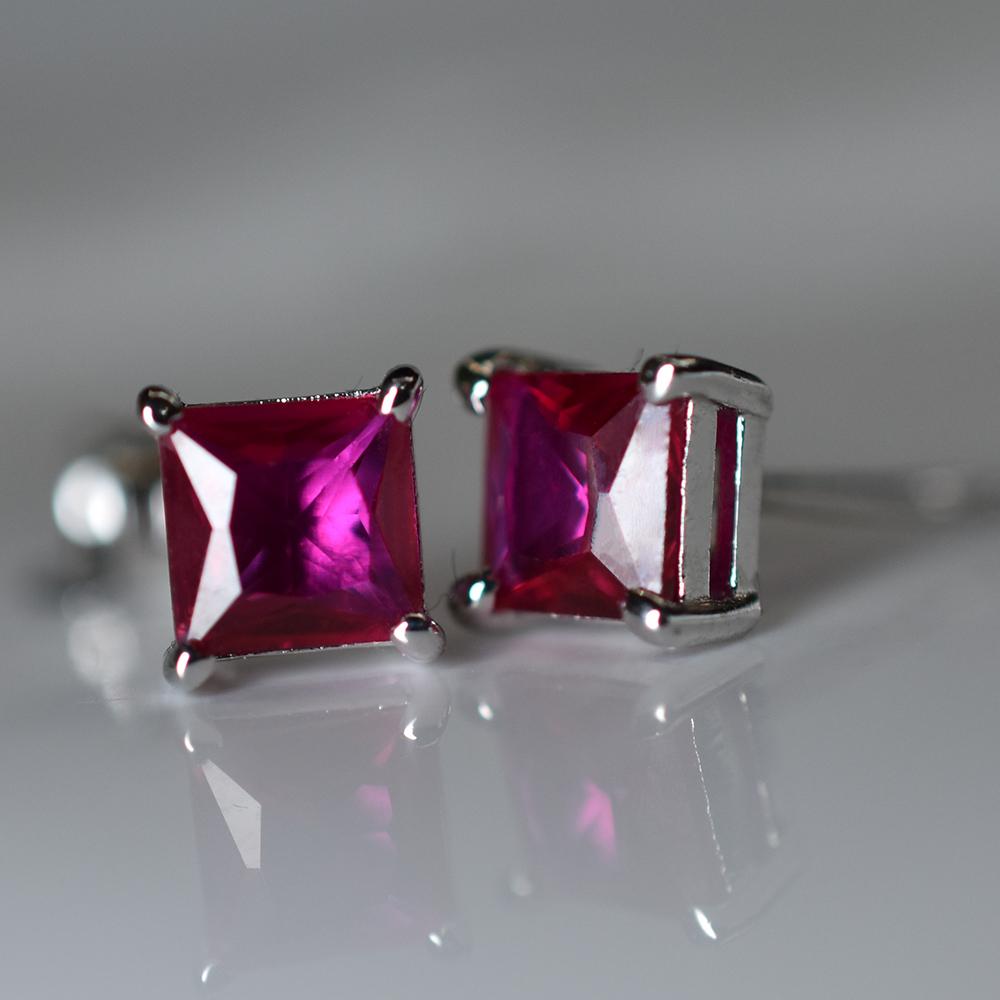 Natural Ruby Pink 7.35 Ct CERTIFIED 925 Sterling Silver Square Earring For Her