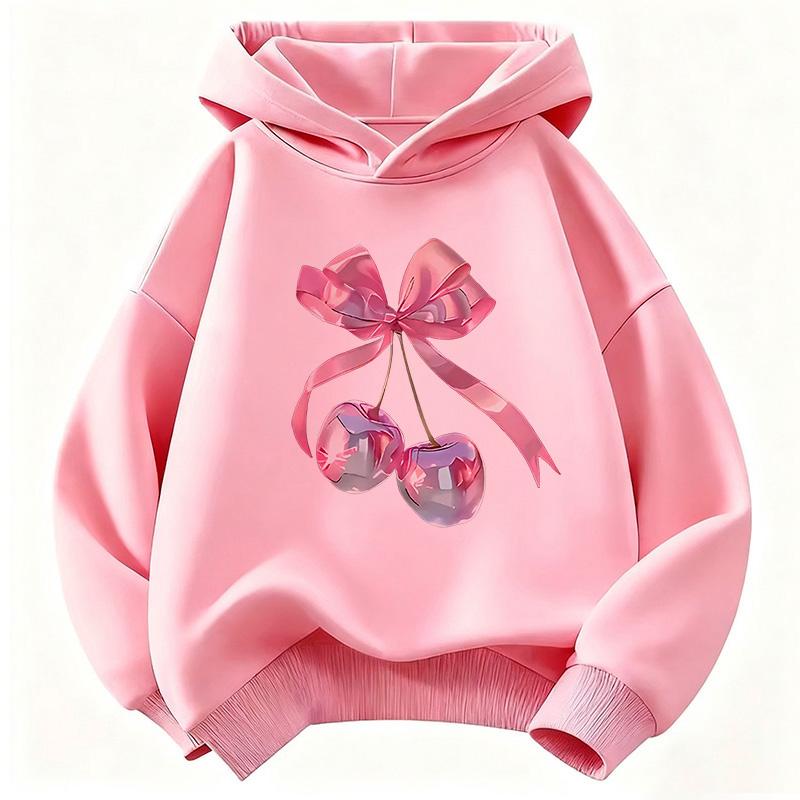 2026 Pink Bow Design Funny 90s Kids Hoodie Children's Sweatshirt Hoody Girls Autumn Winter Casual Hoodies