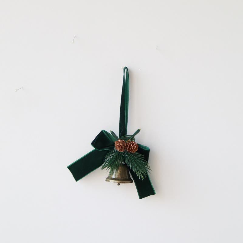 Christmas Red Velvet Bow with Bell Ornament for Tree and Door Decoration