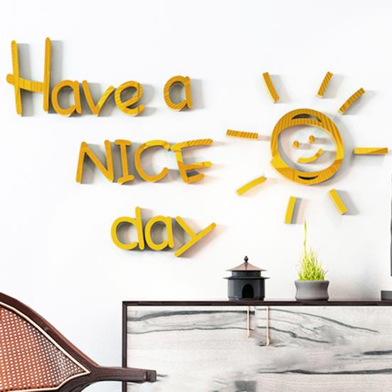 3D Acryl Buchstaben Sonnendesign Wandaufkleber Haus Zimmer Sofa Hintergrund Aufkleber Dekor