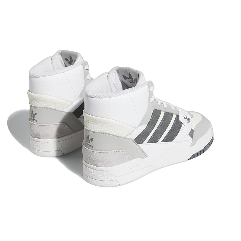 adidas Originals Drop Step Leather Comfortable Trendy Slip Resistant Durable Lightweight High Top Skate Shoes Women Sneaker White Gray FZ5718
