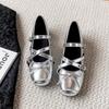 Sheepskin Version Mary Jane Silver Bow Single Shoes Women's 2025 New Skirt French Light Mouth Flat Ballet Shoes
