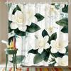 Watercolor White Gardenia Flowers With Green Leaves Waterproof Shower Curtain For Bathroom Decor