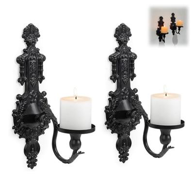 Arandelas de Parede Vintage Suporte para Velas Arte Gótica em Ferro Suporte para Velas de Chá Sala de Estar Sala de Jantar