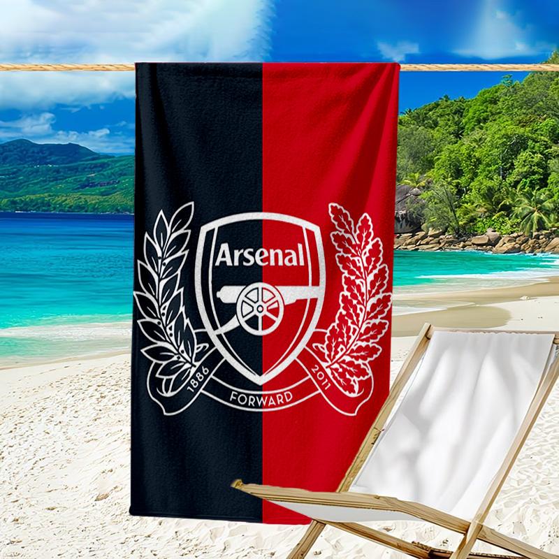 Arsenal Football Club Crest Printed Beach Towel, Super Soft Microfiber, Perfect Gift Birthday, for Pool, Beach, Travel, for family and friends