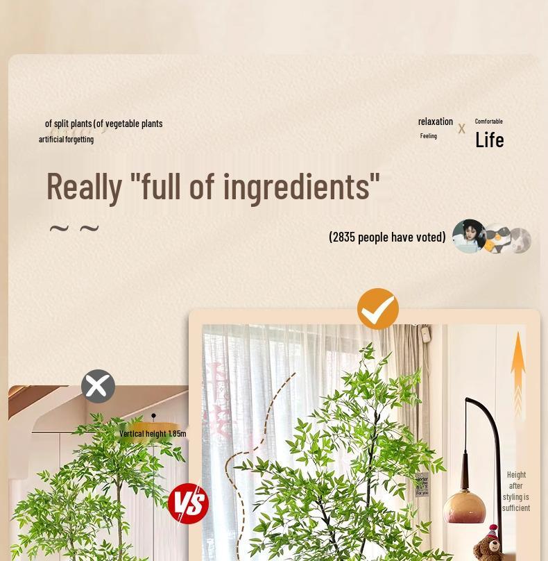 Nandina Luxus Kunstbaum - Dekorative Bionische Grüne Pflanze für Innenräume mit Seidenblumen für die Wohnzimmer-Landschaftsgestaltung.