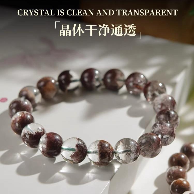 

Natural Red Phantom Quartz Bracelet Made from Polished Raw Stone Cornucopia Bracelet Men s Jewelry Crystal 7mm Single Circle（25Lef