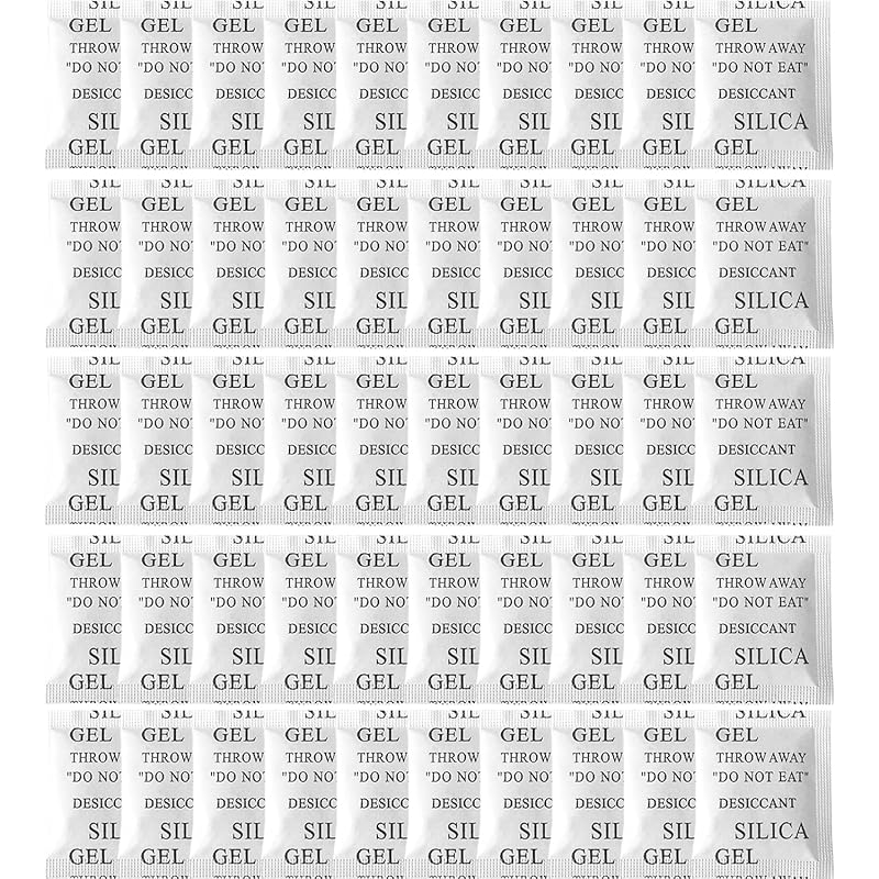 Пакетики с силикагелем, 50 шт. по 5 г, Премиальные прозрачные пакетики-осушители для хранения, Влагопоглотители для контроля влажности, Осушители с силикагелем 50 PCS