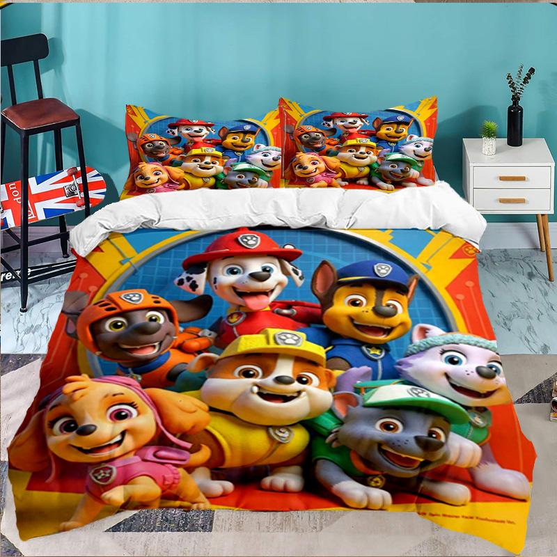 Dog Paw Heroes 3PCS Bedding set,Ideal for 1pc Duvet Cover And 2pcs Pillowcases Perfect for Fan gift,Ideal for Bedroom, Dormitory