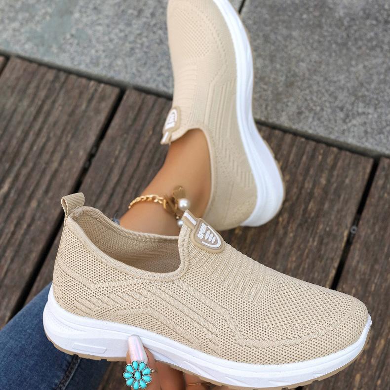 Fashion Breathable Non-slip Flying Woven Shoes, Mesh Shoes, Women's Comfortable Slip-on Lightweight Driving Shoes Soft-soled Comfortable Walking Shoes